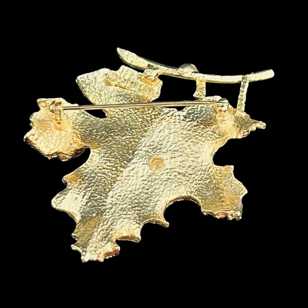 Vintage Sarah Coventry Gold Tone Leaf With Lady Bug Brooch (4626) - Picture 5 of 6